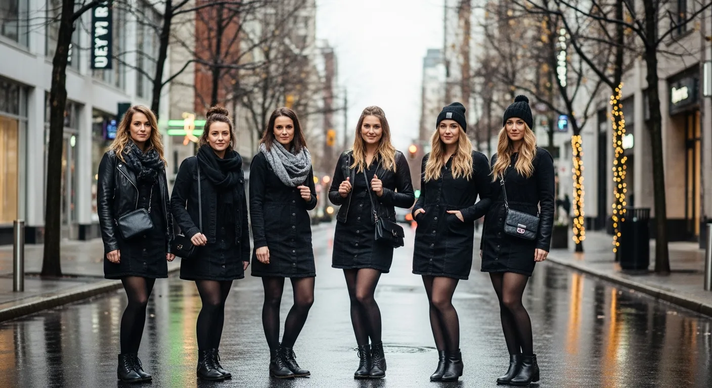 Winter Black Denim Dress Outfit Ideas