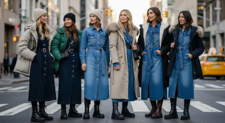 Winter Aespa Denim Dress Outfit