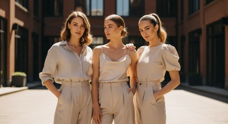 Beige Wide Leg Pants Outfit Ideas