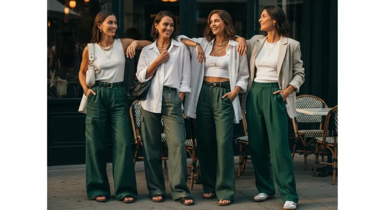 What to Wear with Dark Green Pants for Female Casual Outfits?
