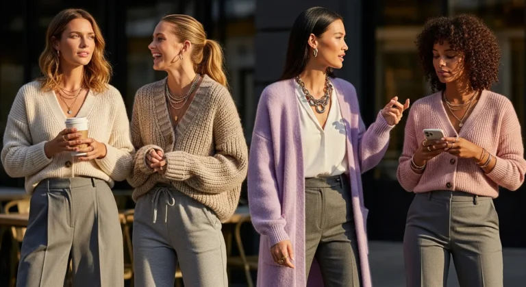 What to Wear with Grey Pants and a Cardigan for Cozy Chic Looks