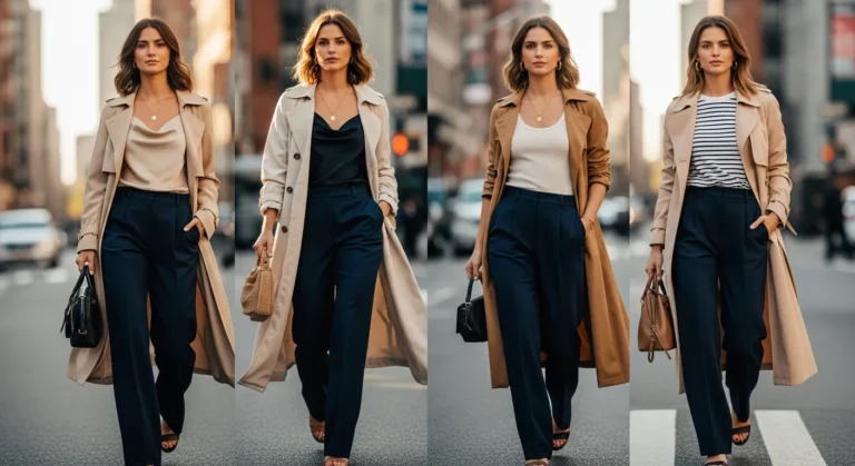 What to Wear with Navy Pants and a Trench Coat Stylishly